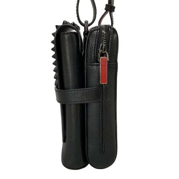 CHRISTIAN LOUBOUTIN Bench Reporter Black Red Leather Shoulder Bag 531-081725 - Picture 3 of 15